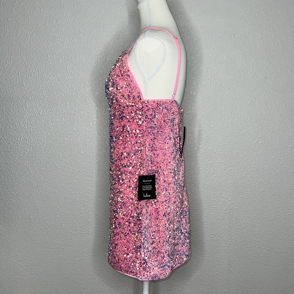 NWT Lulu’s All the Admiration Light Pink Sequin Bodycon Mini Dress - Picture 8 of 11